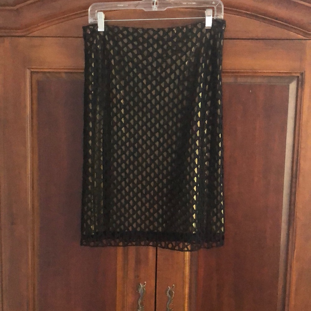 Vintage - 1990’s.  Black/Gold “Lace” Skirt